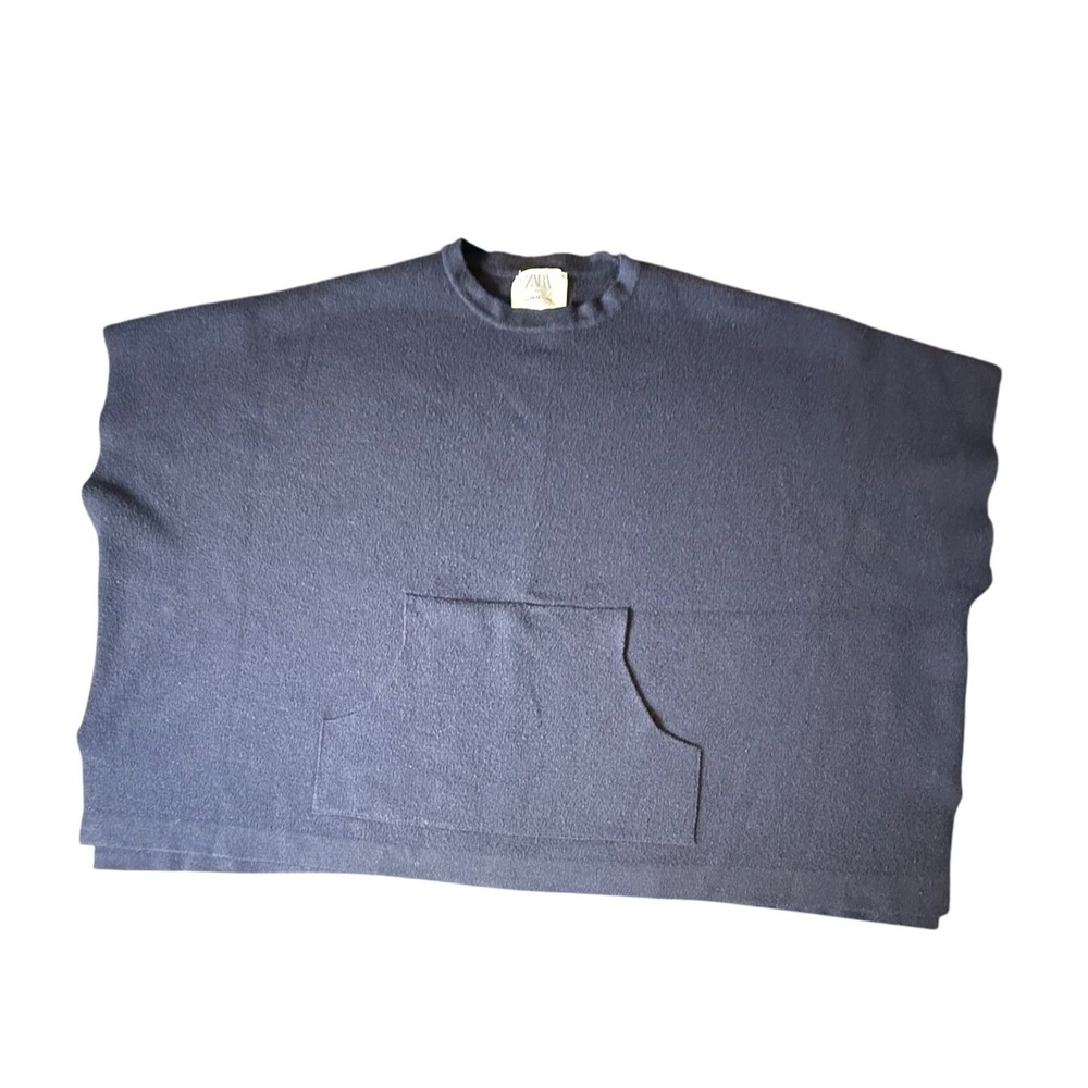 Zara Kids Top, Size 11-12 Years, Navy Blue‎ Boxy Pocket Tee Shirt